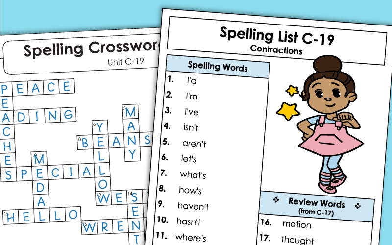 Third Grade - Unit 19 - Spelling Worksheets