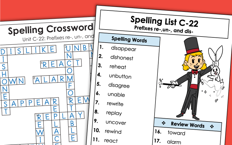 Third Grade - Unit 22 - Spelling Worksheets