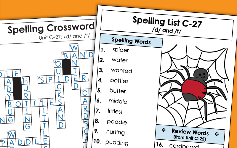 Third Grade Spelling Worksheets - Unit 27