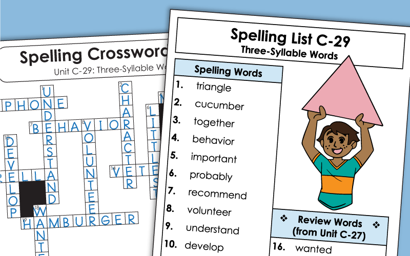 Spelling Words - Third Grade - Unit 29