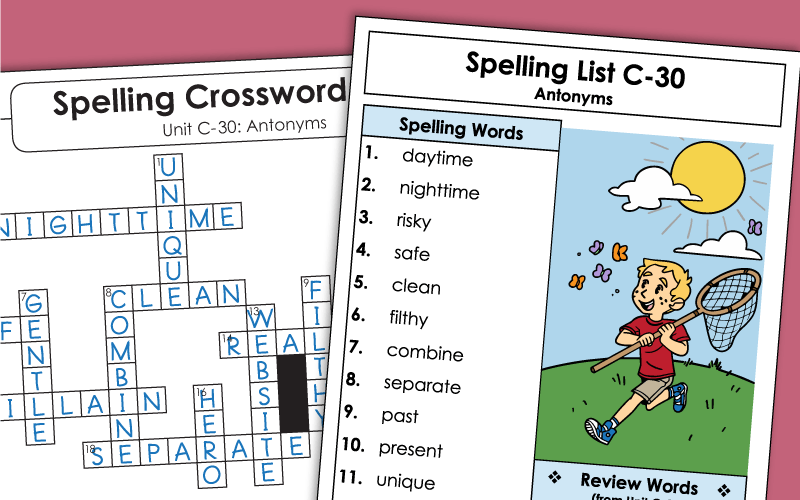 Spelling Worksheets - 3rd Grade - Unit 30