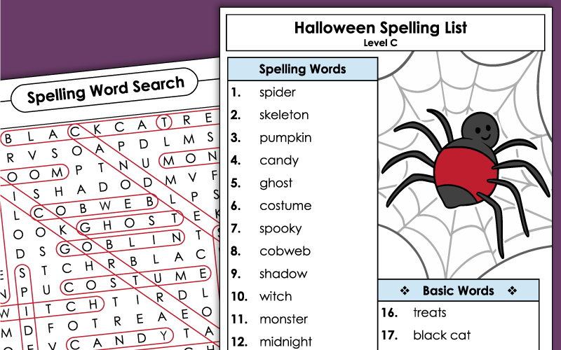 Third Grade - Halloween Spelling Worksheets