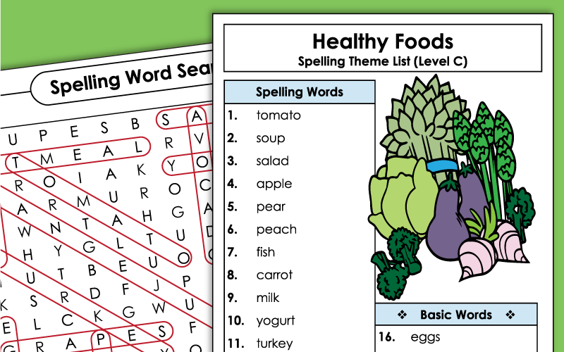 Third Grade Spelling Worksheets - Healthy Foods