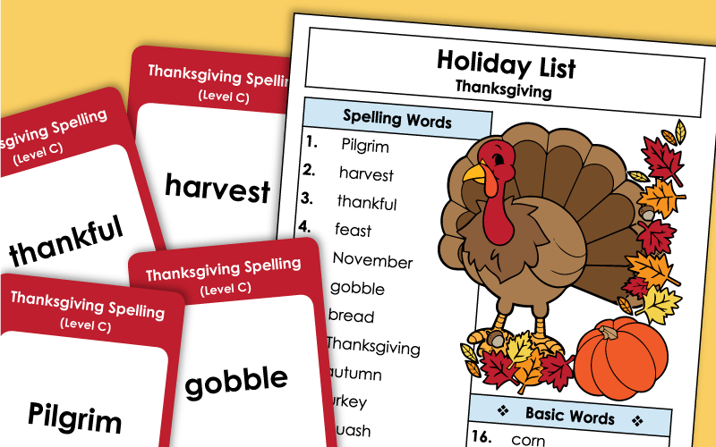 3rd Grade Spelling Worksheets - Thanksgiving