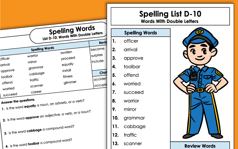 4th Grade Spelling Worksheets - Unit 10