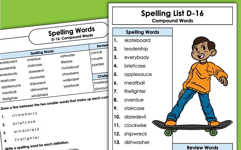 4th Grade - Unit 16 - Spelling Worksheets