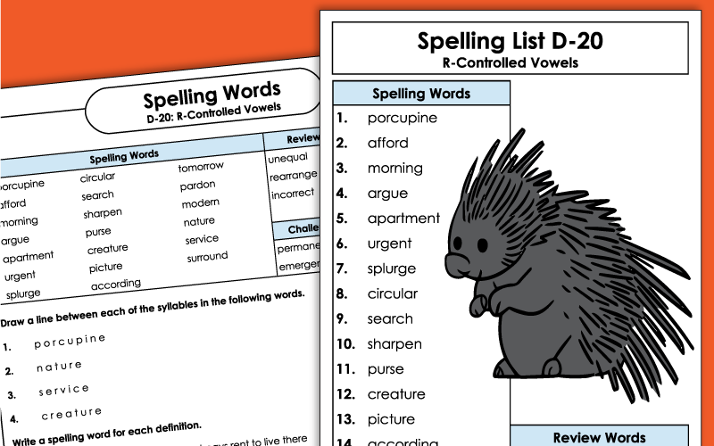 4th Grade Spelling Worksheets - Unit 20