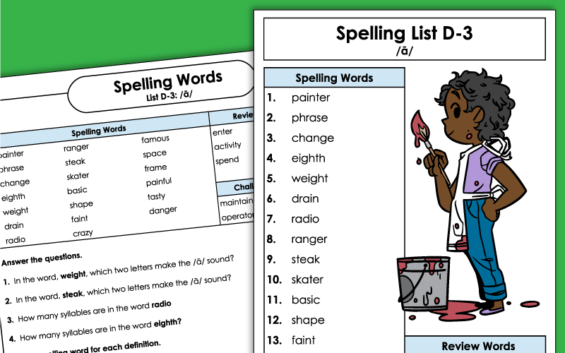 4th Grade Spelling Worksheets - Unit 3