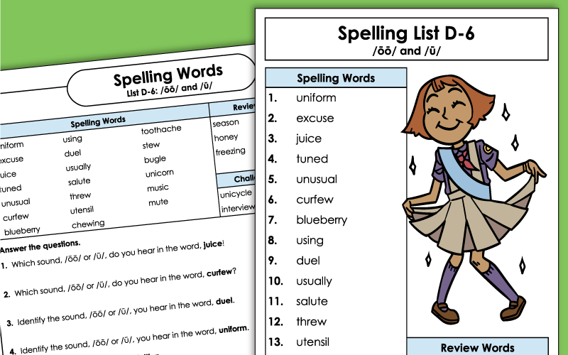 4th Grade Spelling Worksheets - Unit 6