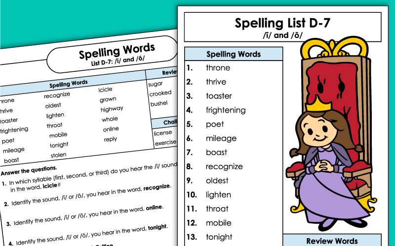 Grade 4 - Unit 7 - Spelling Worksheets