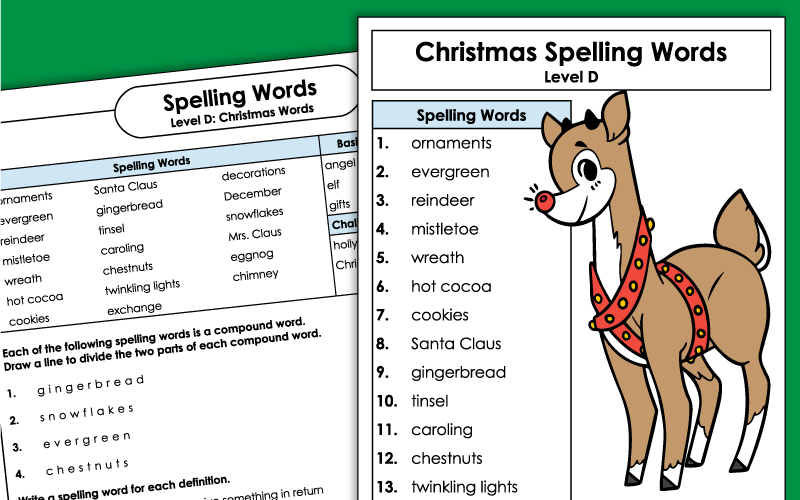 Christmas Spelling Unit - 4th Grade