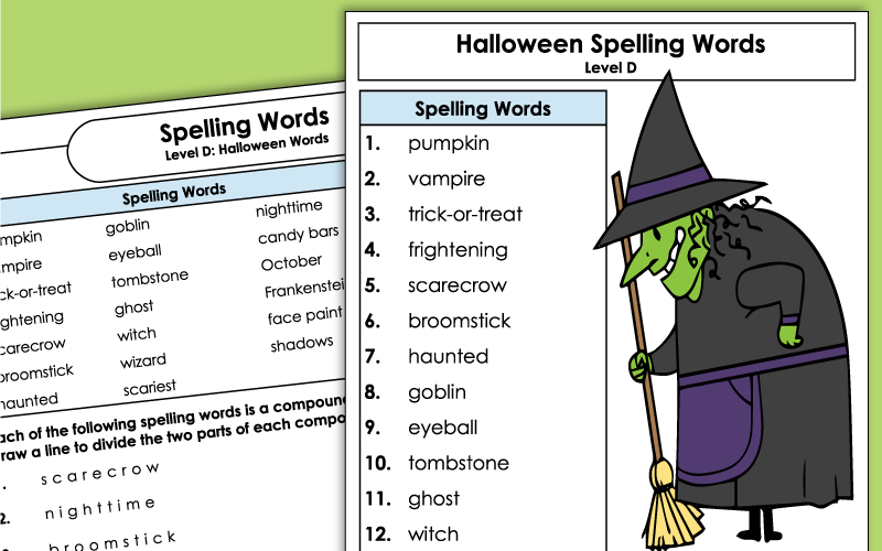 4th Grade Spelling Worksheets - Halloween