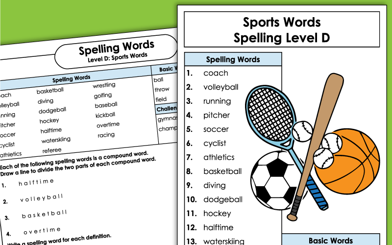 Sports Spelling Words - 4th Grade