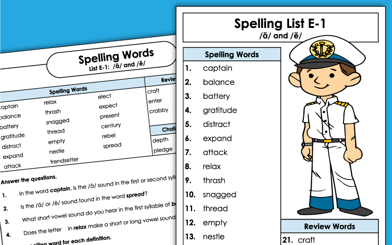 Spelling Worksheets - Grade 5 - Unit 1