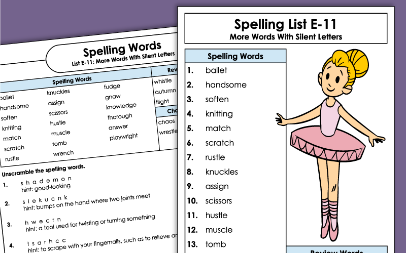 Spelling Worksheets - Grade 5 - Unit 11