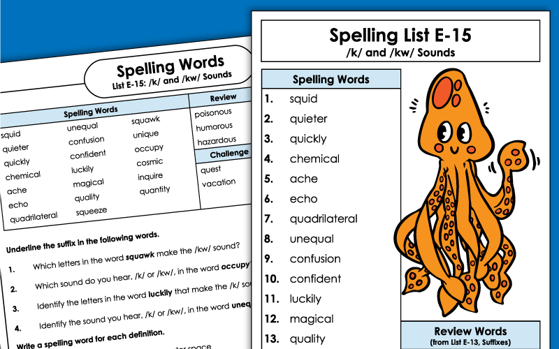 Fifth Grade Spelling Worksheets - Unit 15