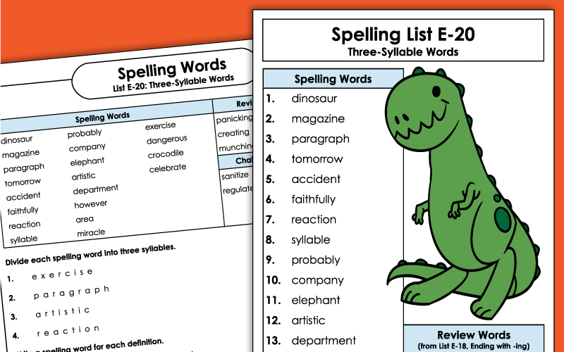 Spelling Worksheets - Grade 5 - Unit 20