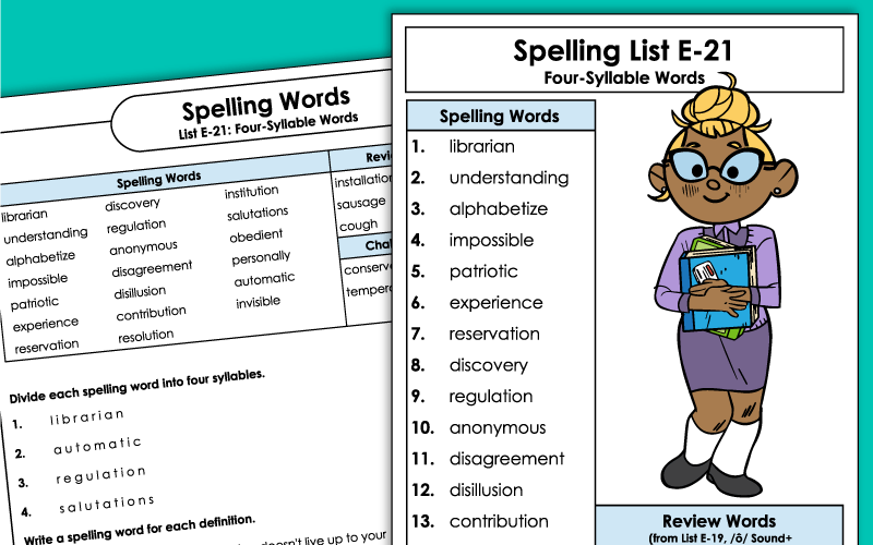 Spelling Worksheets - Fifth Grade - Unit 21