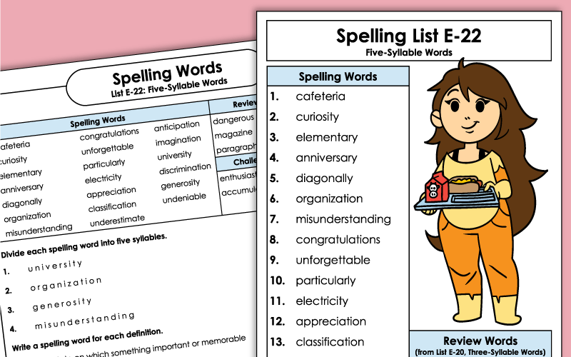 5th Grade Spelling Worksheets - Unit 22