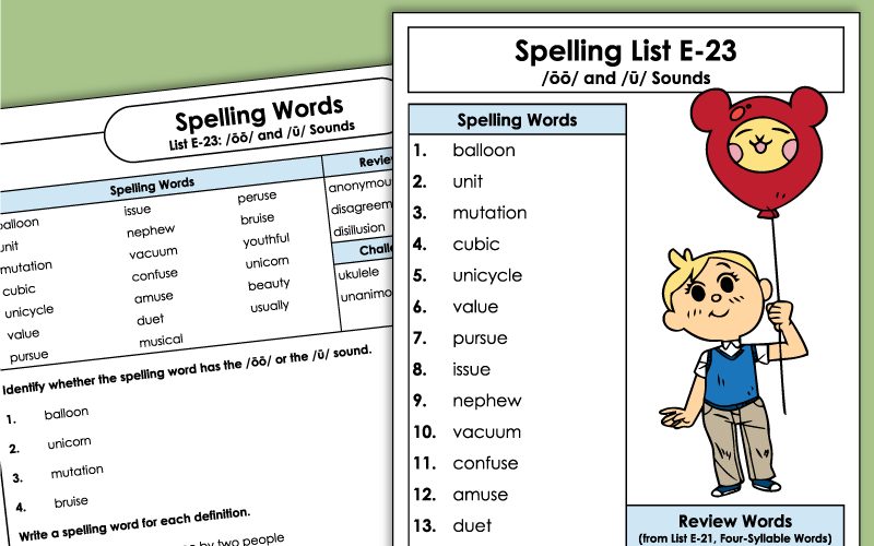 Grade 5 Spelling Worksheets - Unit 23