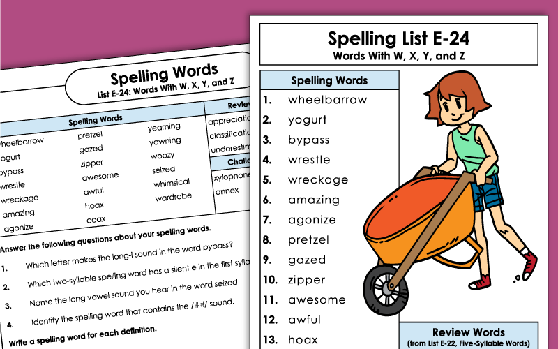 Fifth Grade Spelling Worksheets - Unit 24