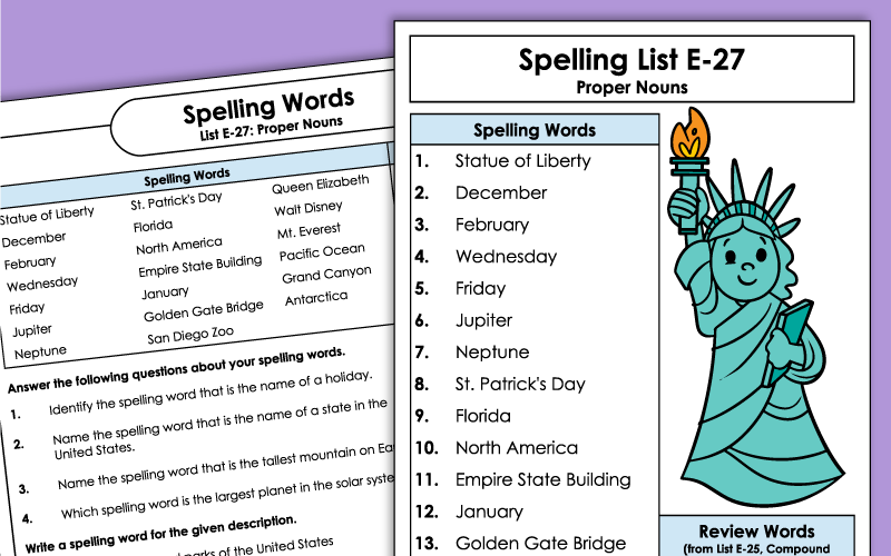 Fifth Grade - Unit 27 - Spelling Worksheets