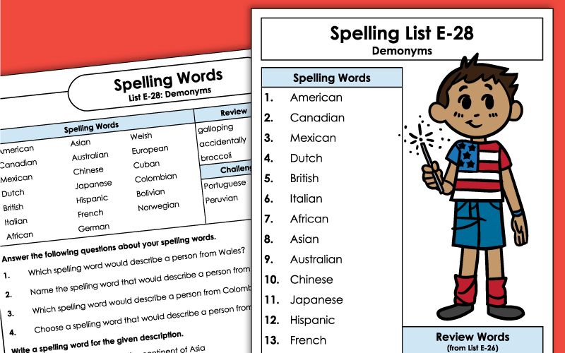 Spelling Worksheets - 5th Grade - Unit 28