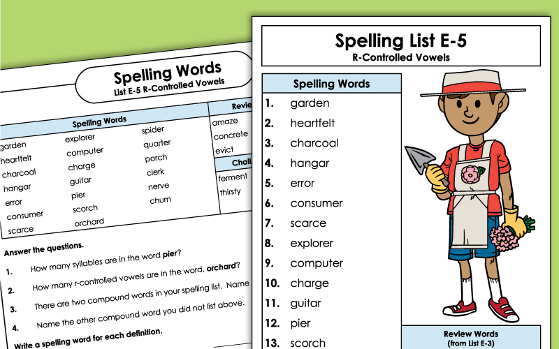 Grade 5 Spelling Worksheets - Unit 5