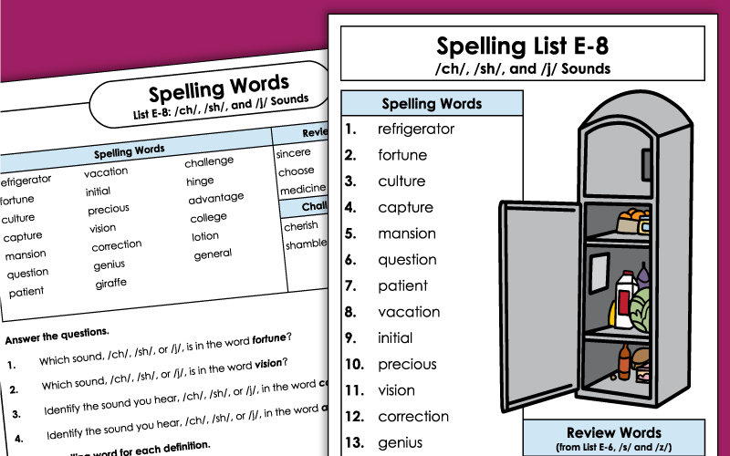 Grade 5 - Unit 8 - Spelling Worksheets