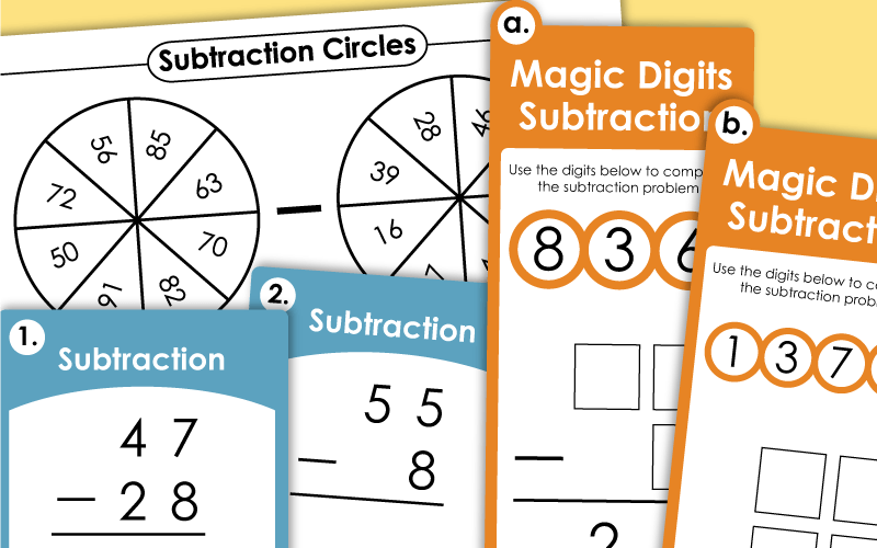 Subtraction: 2 Digit with Regrouping/Borrowing Worksheets