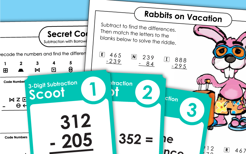 Subtraction with 3-Digit Numbers Worksheets