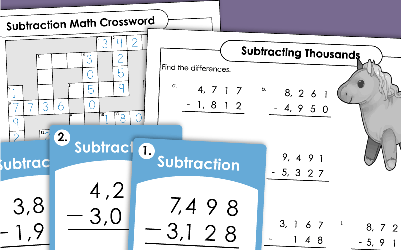 4 Digit Subtraction Worksheets