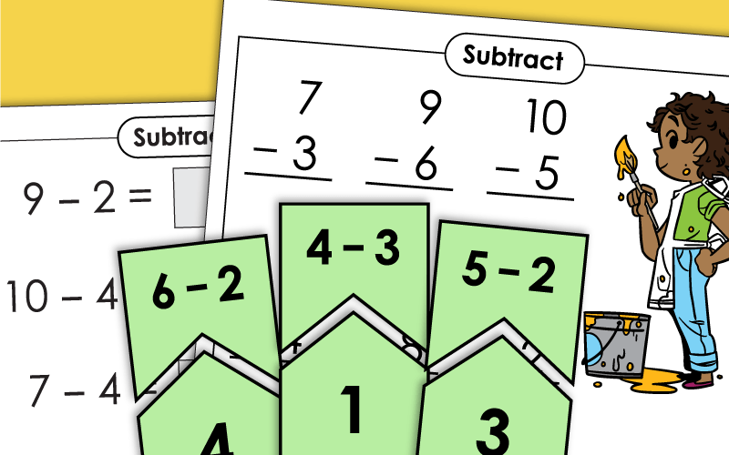 Basic Subtraction Worksheets - Within 10