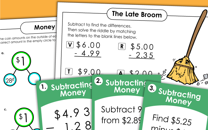 Subtracting Money Worksheets