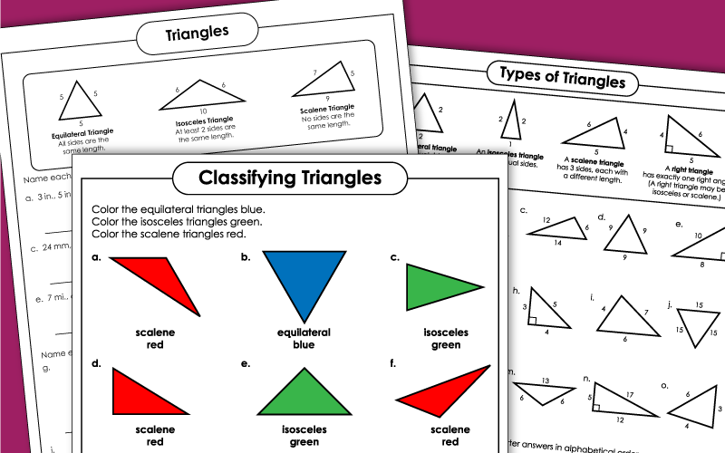 Types of Triangles Worksheets