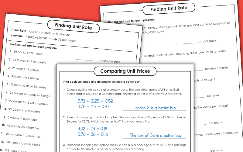 Unit Rate Worksheets Unit Rate Worksheets