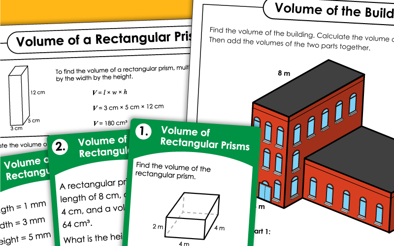 Volume of Rectangular Prisms Worksheets