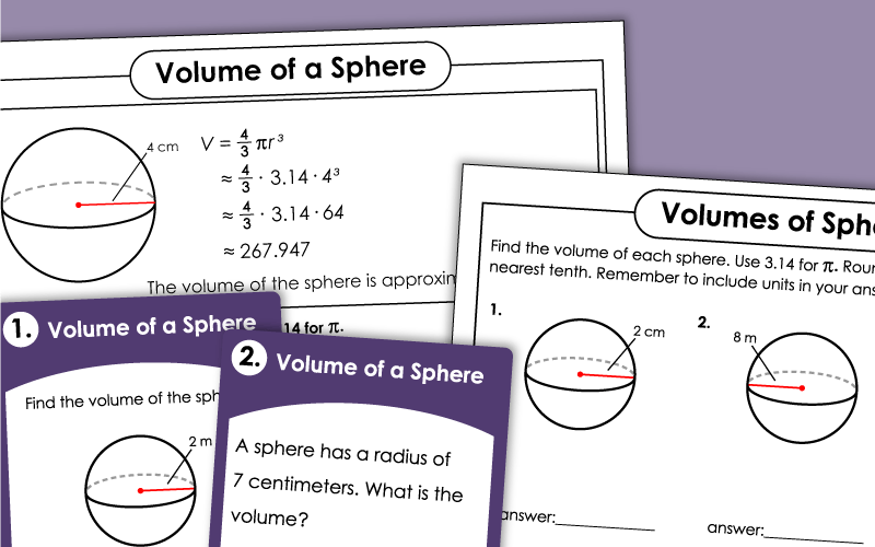 Volume of Spheres Worksheets
