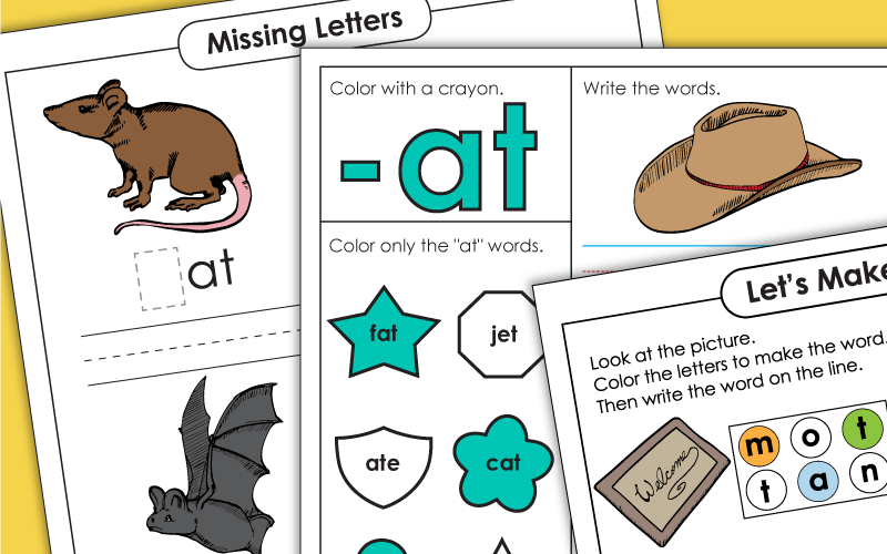 Word Family Worksheets -at