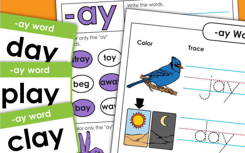 Word Family Worksheets -ay