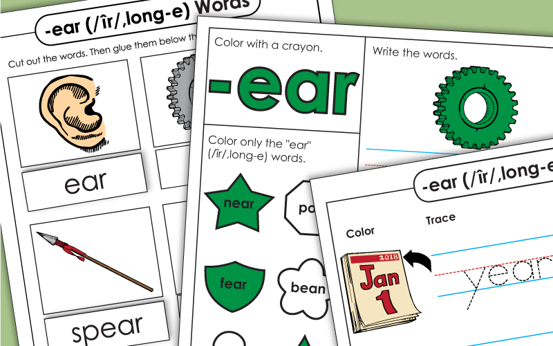 Word Family Worksheets -ear