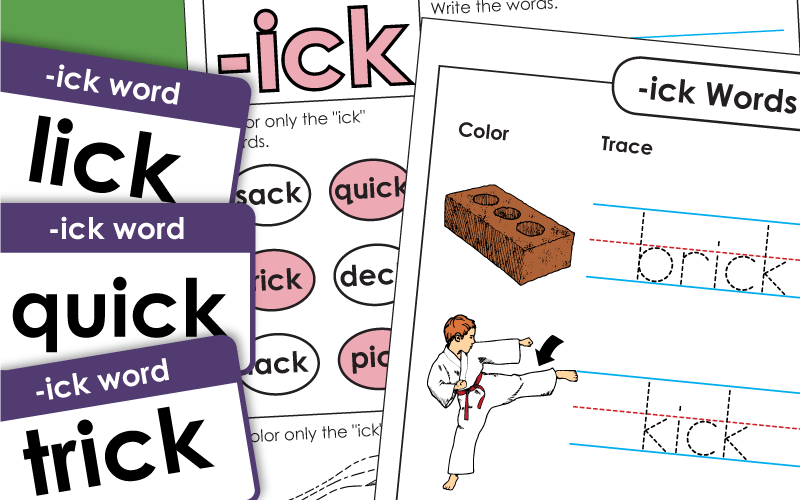 Word Family Worksheets -ick