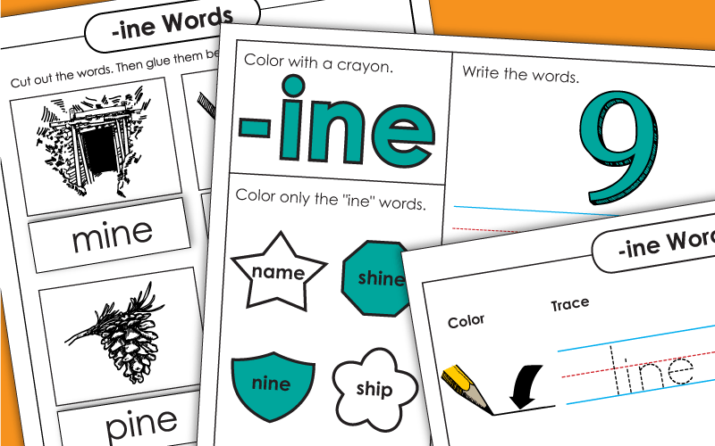 Word Family Worksheets -ine