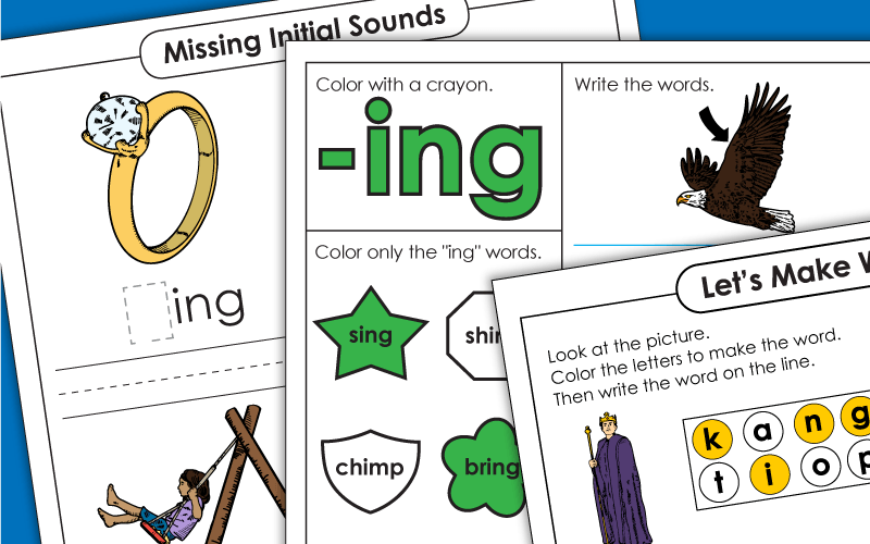 Word Family Worksheets -ing