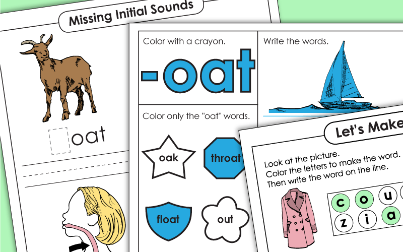 Word Family Worksheets -oat