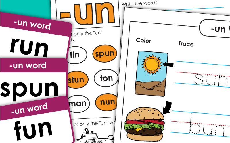 Word Family Worksheets -un