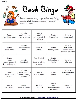 Worksheet Super Teacher Worksheets Reading printable reading worksheet book bingo any level
