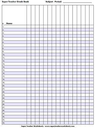 Printable Gradebook