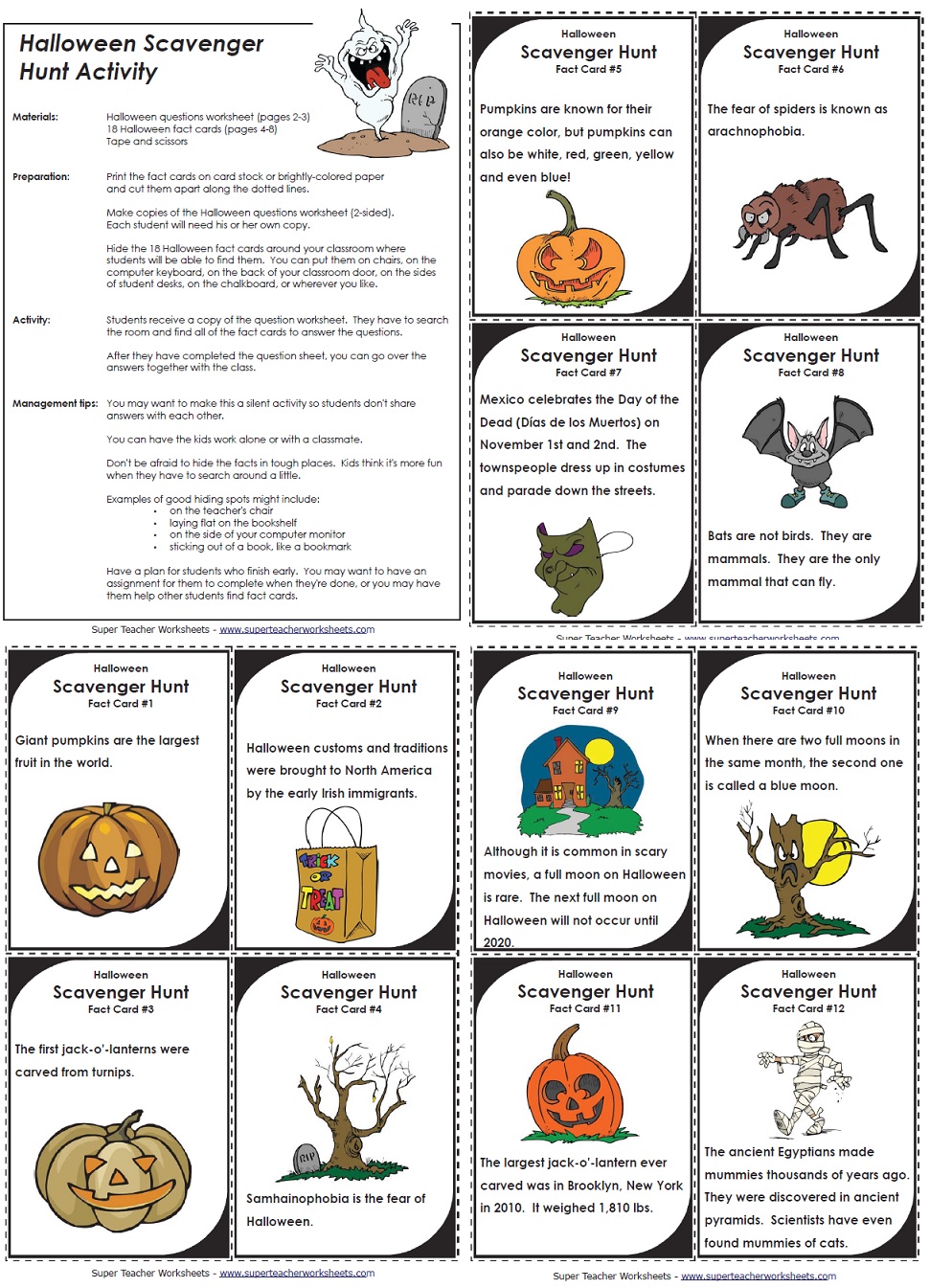 worksheet Super Teacher Worksheets Addition scavenger hunt halloween hunt