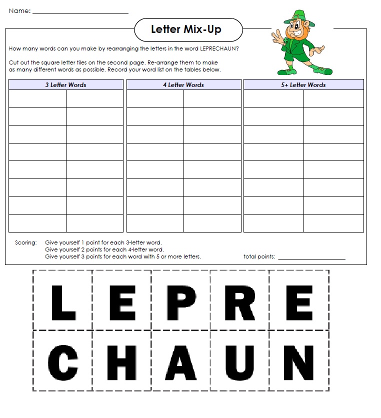 saint patricks day wod scramble list of 5 letter words